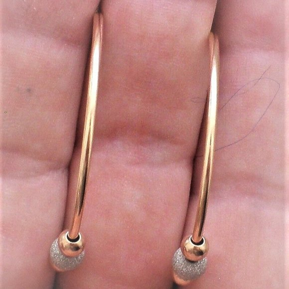 NEW NWOT Russian Russia Solid 14K 585 Rose Pink Gold Large Hoop Earrings - Picture 5 of 5